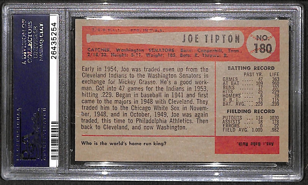 VERY HIGH GRADE PSA 9 Mint Joe Tipton ( #180) -  1954 Bowman